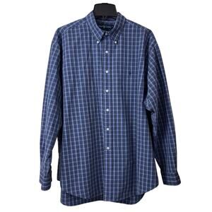Polo Ralph Lauren Blake Shirt Mens XL Blue Pony Micro Plaid Button Down Two Ply